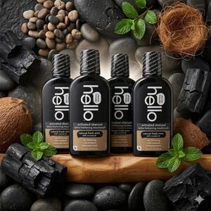 Hello Activated Charcoal Extra Freshening Mouthwash Fresh Mint 4 Pack 16 oz